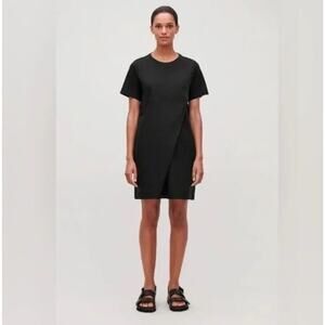 COS Womens Faux Wrap Dress Black Medium T-Shirt & Poplin Minimalist Capsule LBD